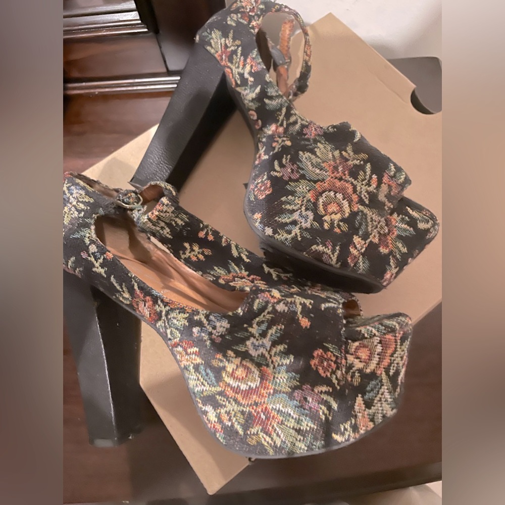 Jeffery Campbell Floral platform heels
